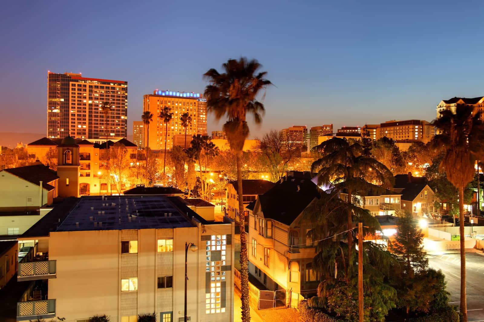 Night Skyline San Jose Santa Clara California