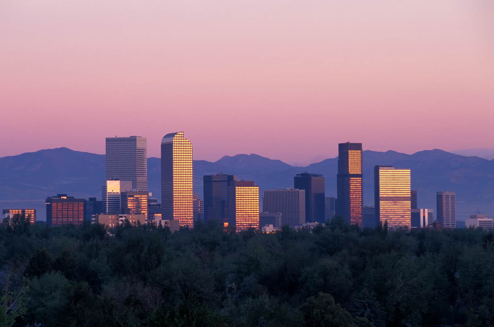  Denver Skyline and Rocky Mountains