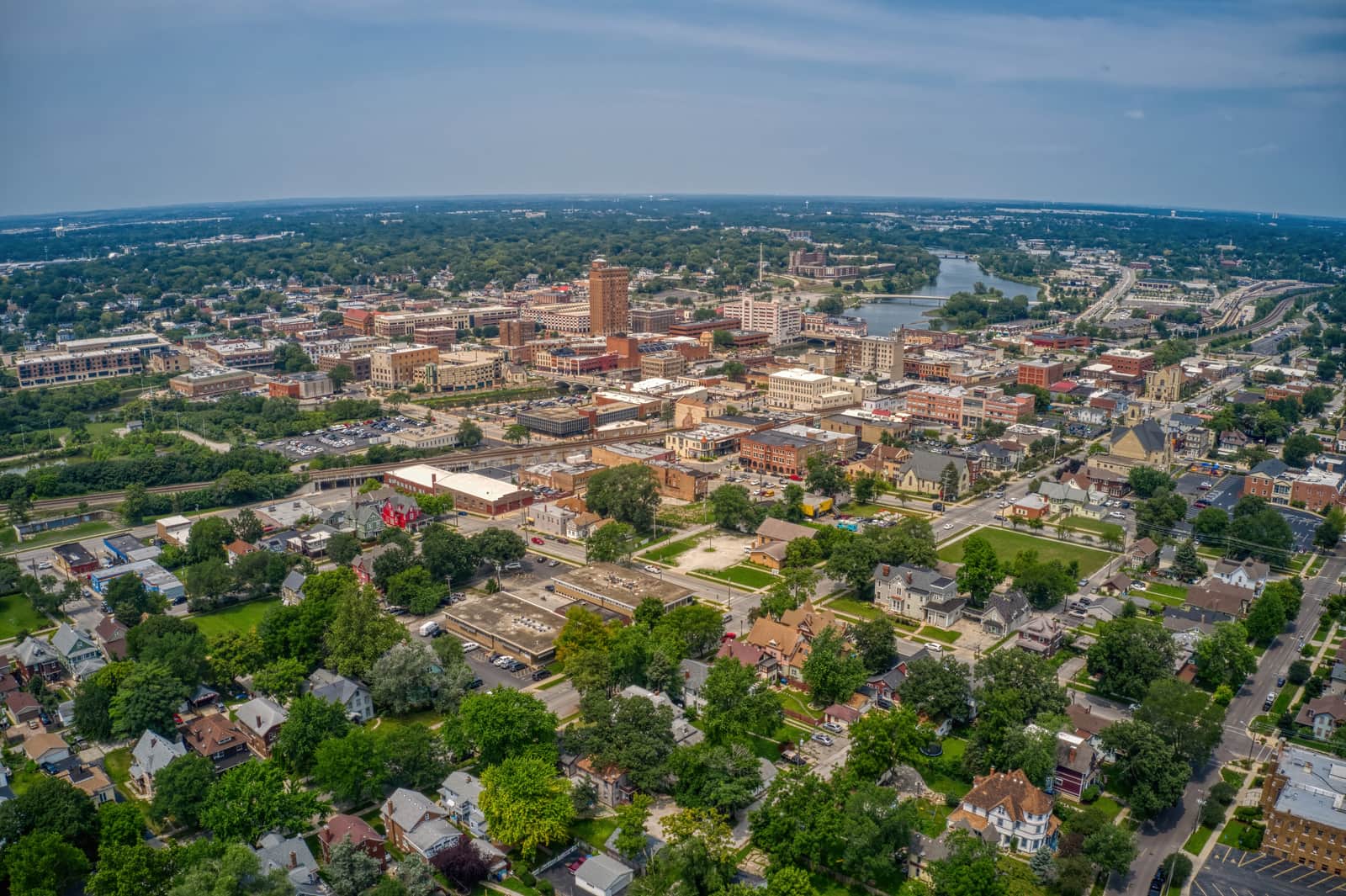 Aerial view Aurora Illinois