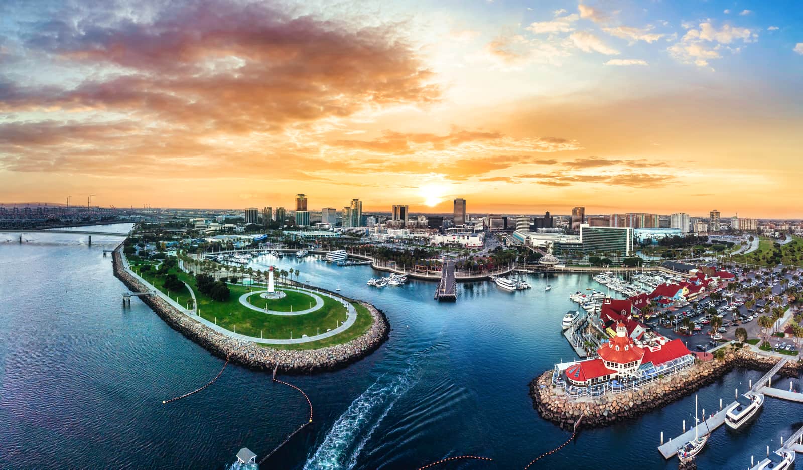 Skyline of Long Beach in California