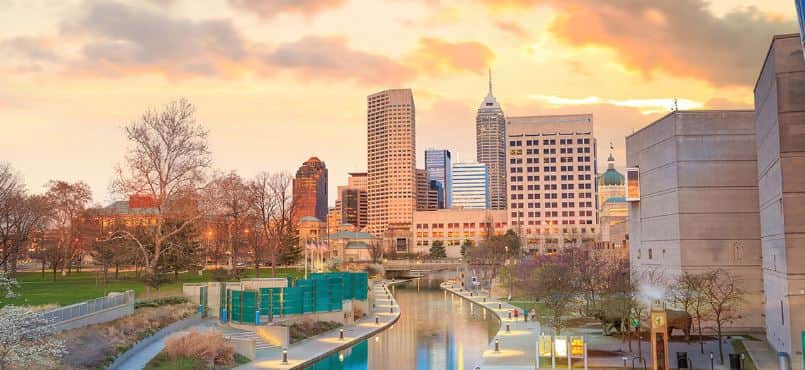 Photo of an Indiana Skyline during sunset