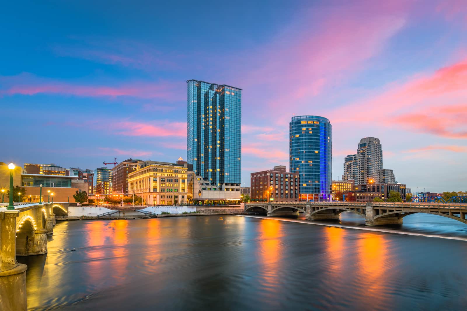 Grand Rapids Night Skyline Michigan