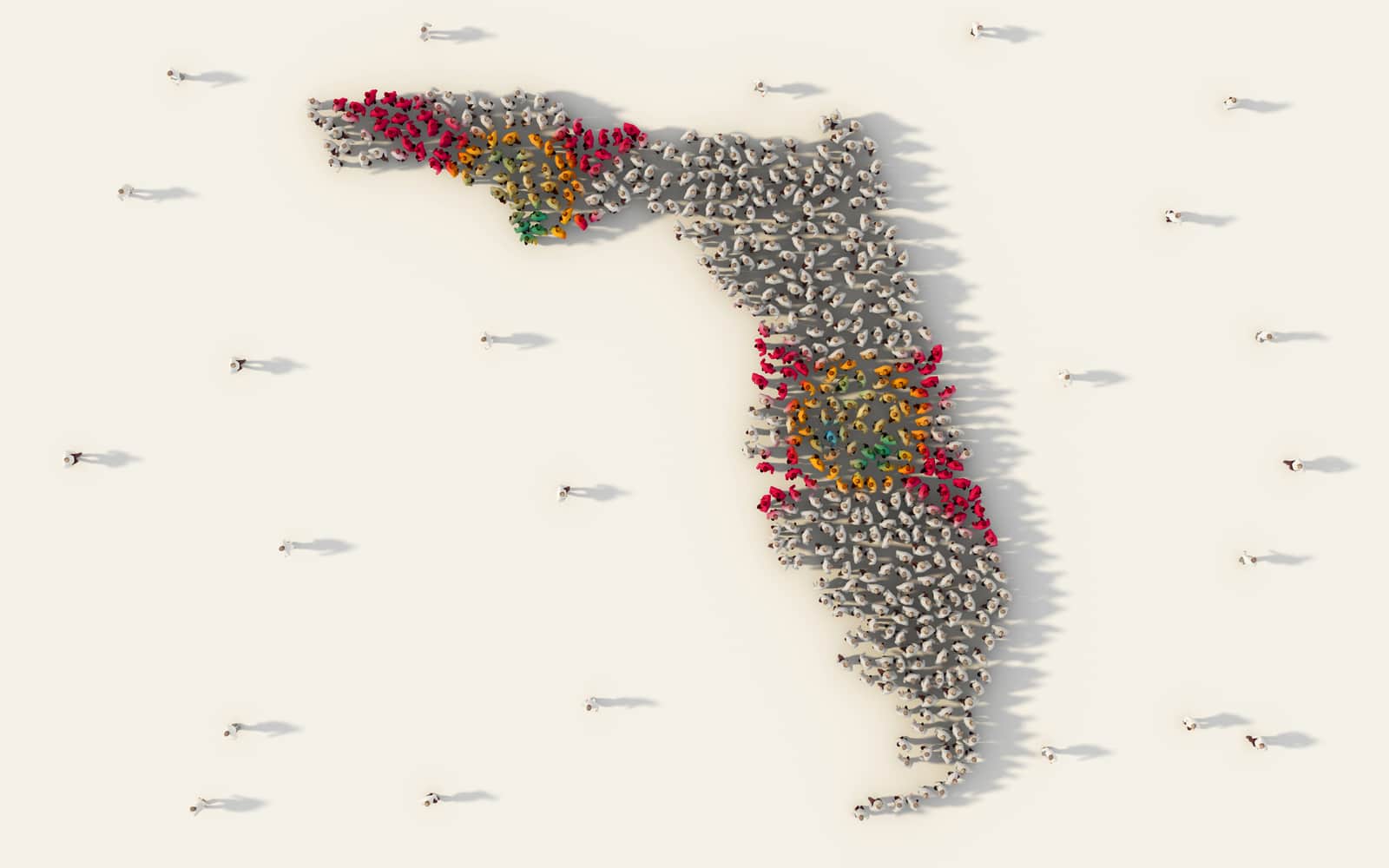 Large group of people forming the shape of Florida